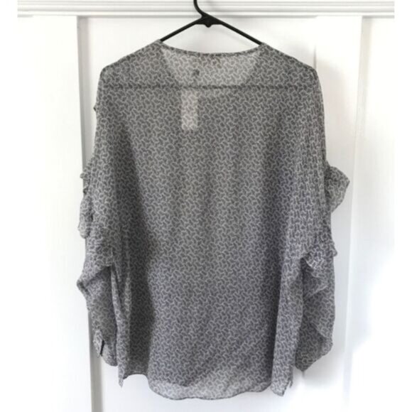 Adriano Goldschmied Womens Ruffle Sleeve Printed Blouse Small Silk/Viscose Soft - Picture 9 of 10